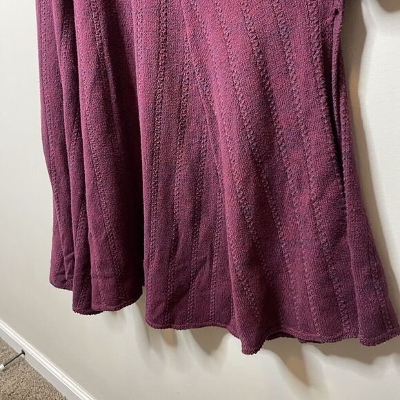 PAMELA LOVE Midi Sweater Dress Women Medium Maroon Long Sleeve A-Line Knit - Picture 7 of 15